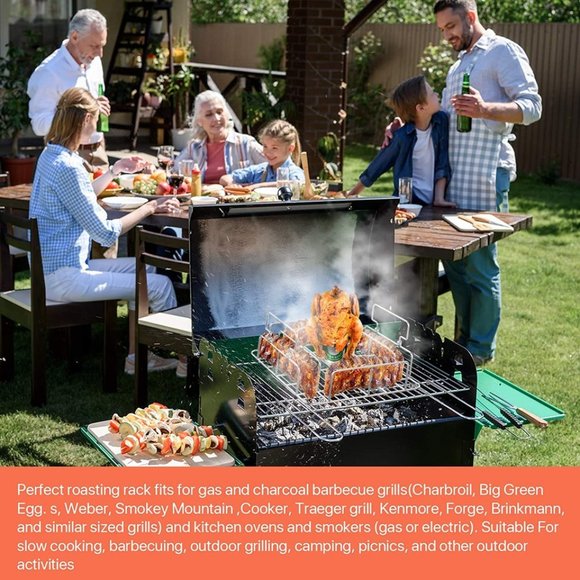 Barbecue BBQ Tools Stainless Steel Chicken Rib Rosting Stand Rack - Picture 5 of 8